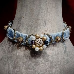 Denim and Vintage Choker